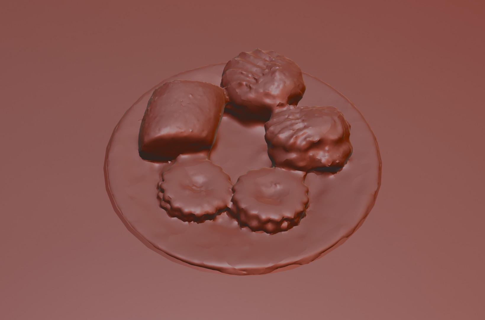 Realistic Plate of Cakes  Dessert Food 3D Model Low-poly 3D model_10