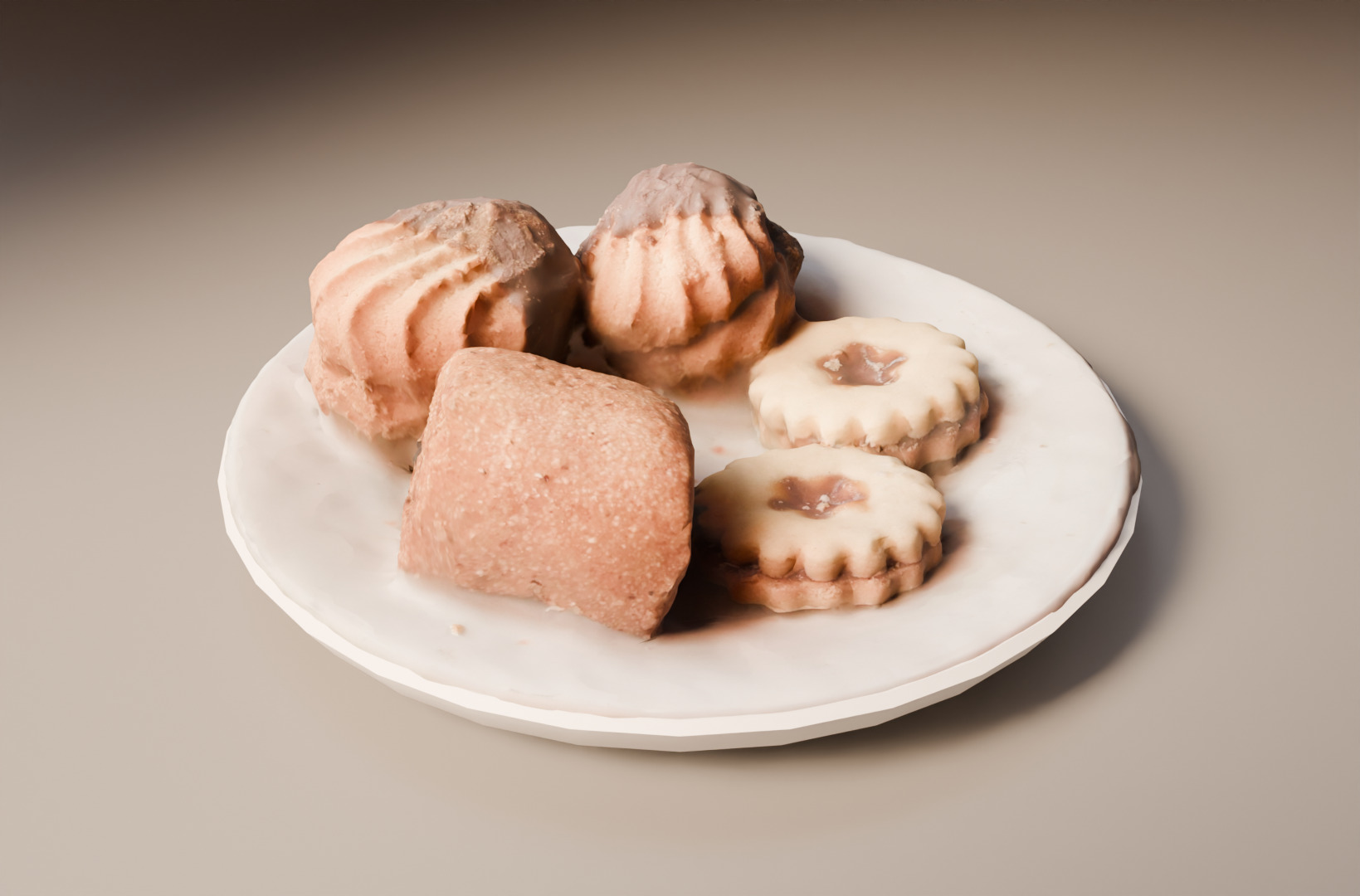 Realistic Plate of Cakes  Dessert Food 3D Model Low-poly 3D model_3