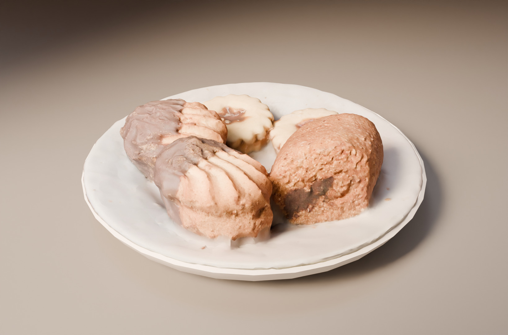 Realistic Plate of Cakes  Dessert Food 3D Model Low-poly 3D model_5