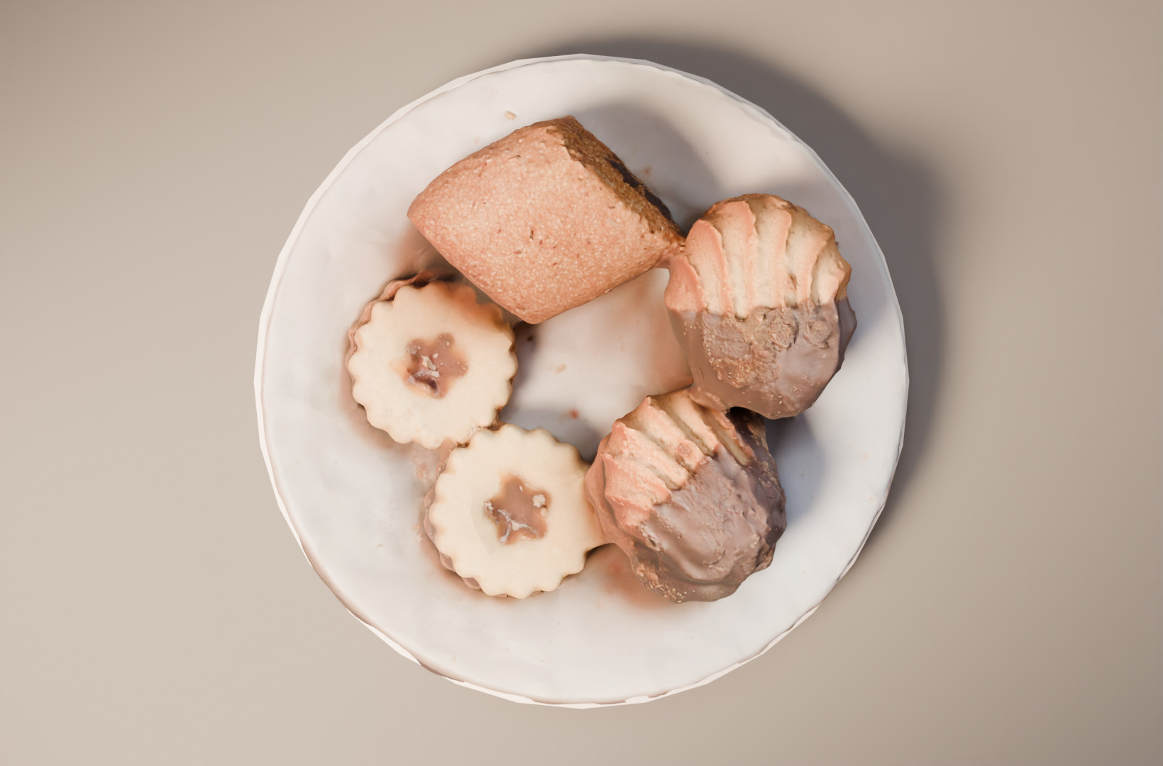 Realistic Plate of Cakes  Dessert Food 3D Model Low-poly 3D model_8