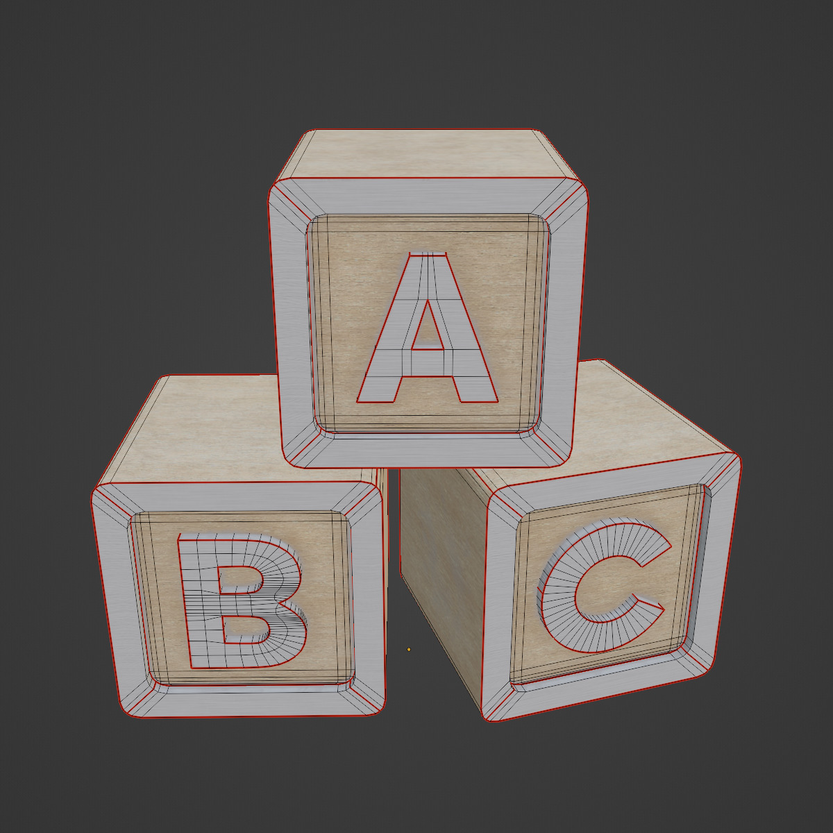 ABC Blocks 01 Low-poly 3D model_7