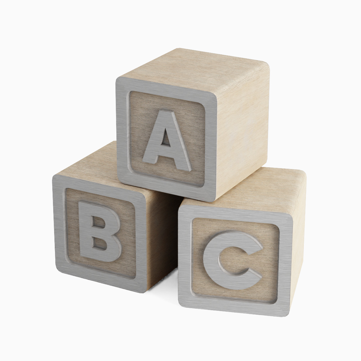 ABC Blocks 01 Low-poly 3D model_5