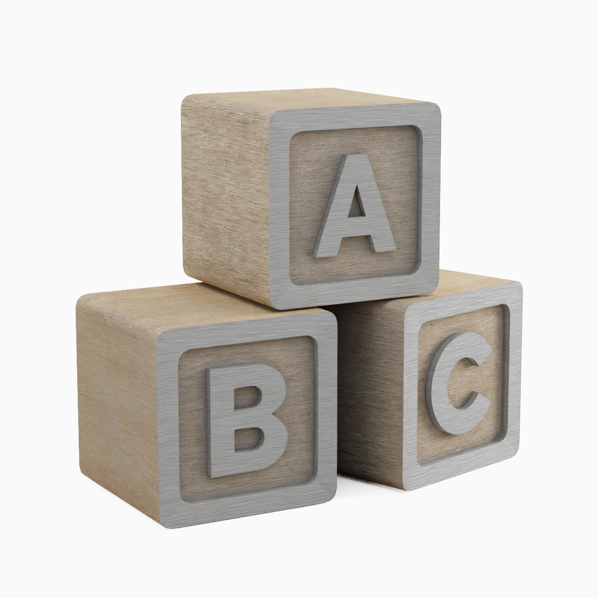 ABC Blocks 01 Low-poly 3D model_2