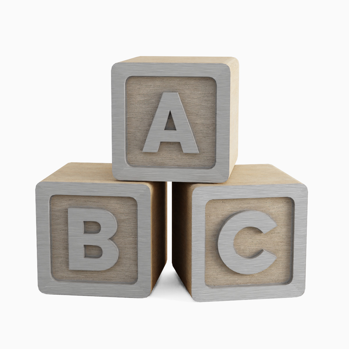 ABC Blocks 01 Low-poly 3D model_1