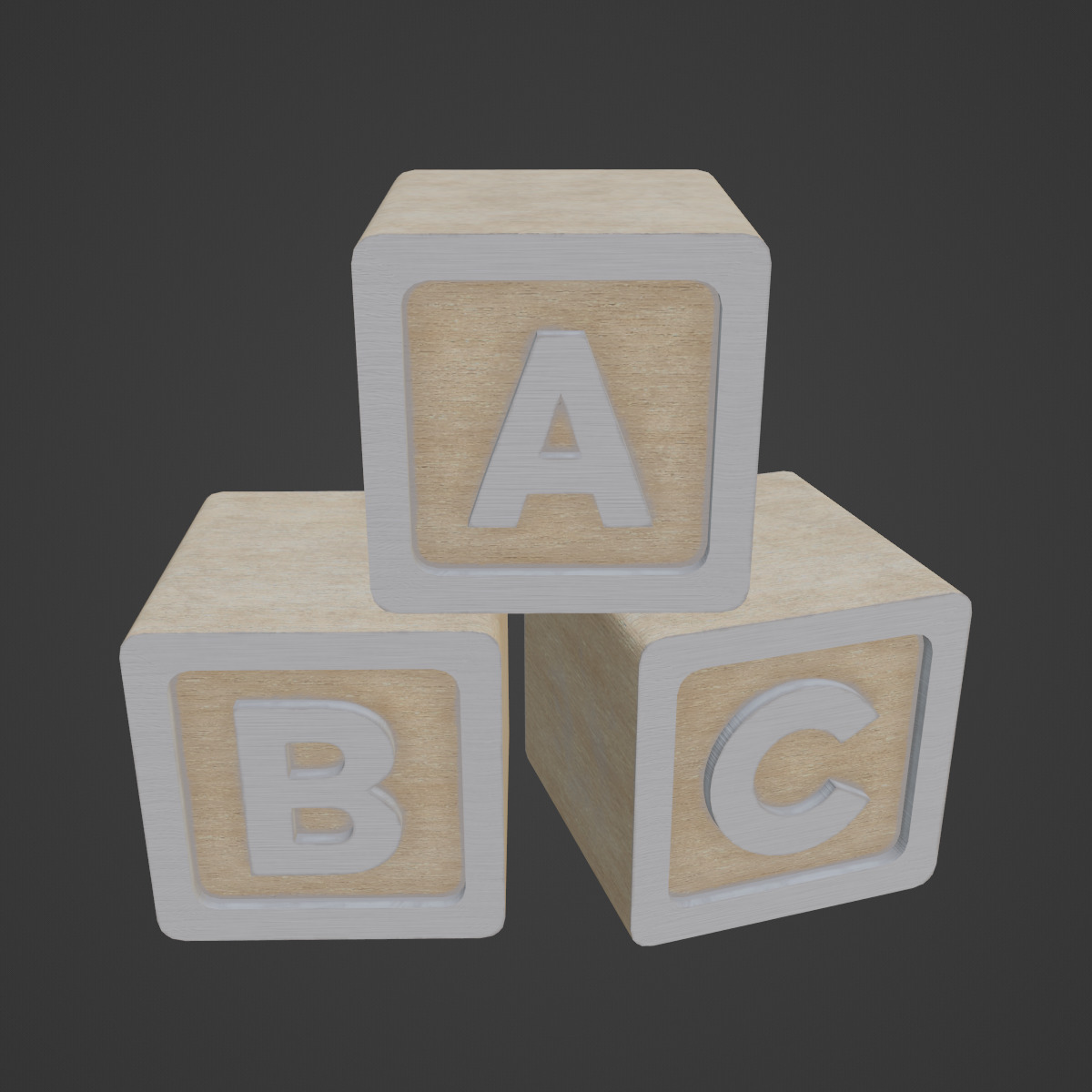 ABC Blocks 01 Low-poly 3D model_6