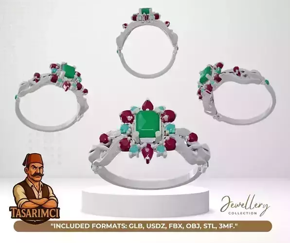 Golden Legacy  Ottoman Style Ring V6 3D print model