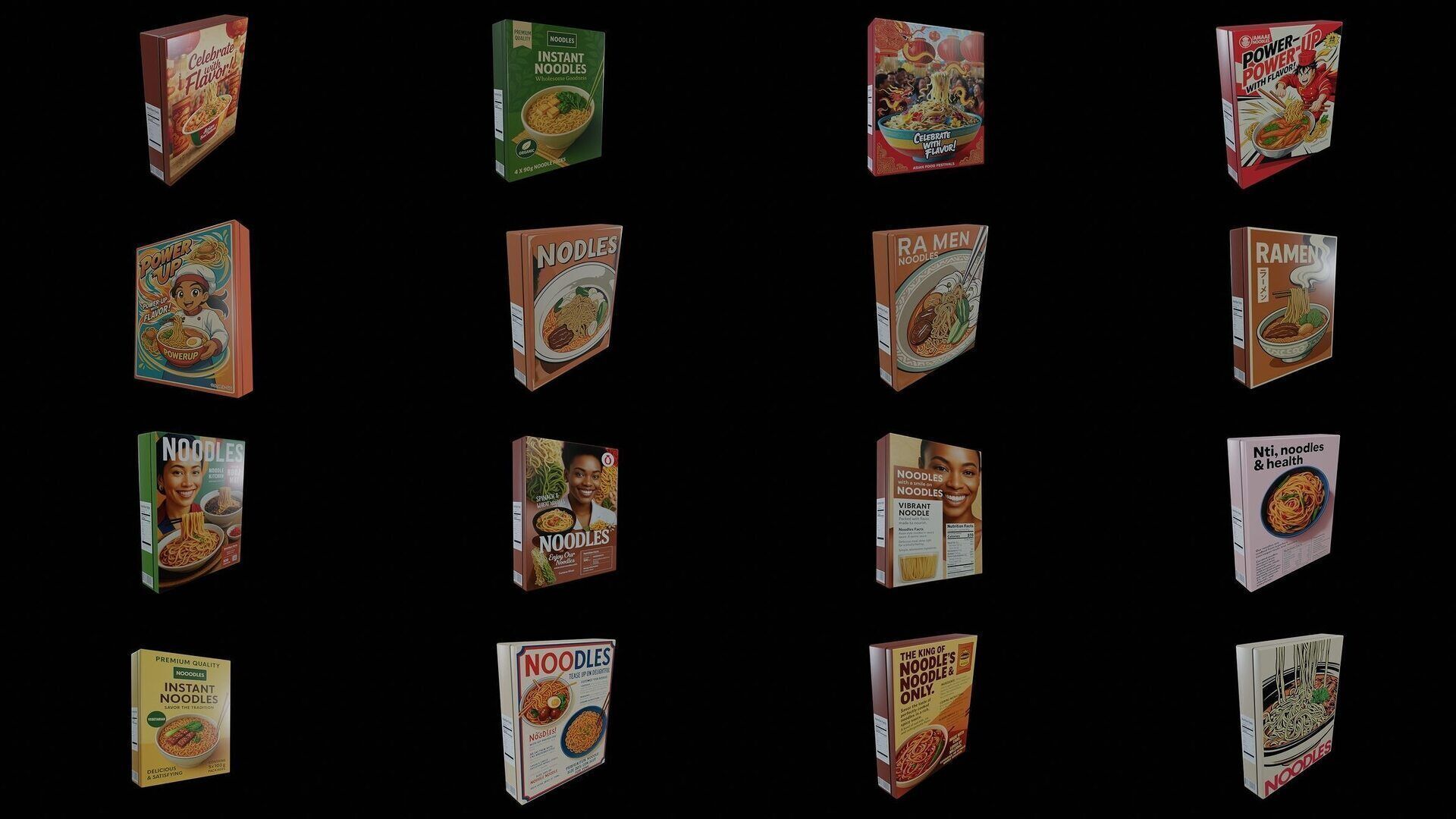 Instant Noodle - Ramen - 100 Different Texture Version 3D Model Collection_7