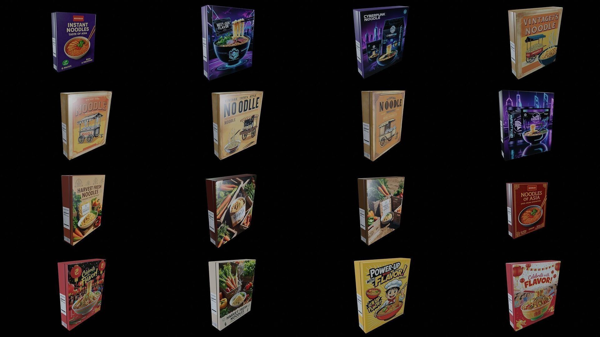 Instant Noodle - Ramen - 100 Different Texture Version 3D Model Collection_3