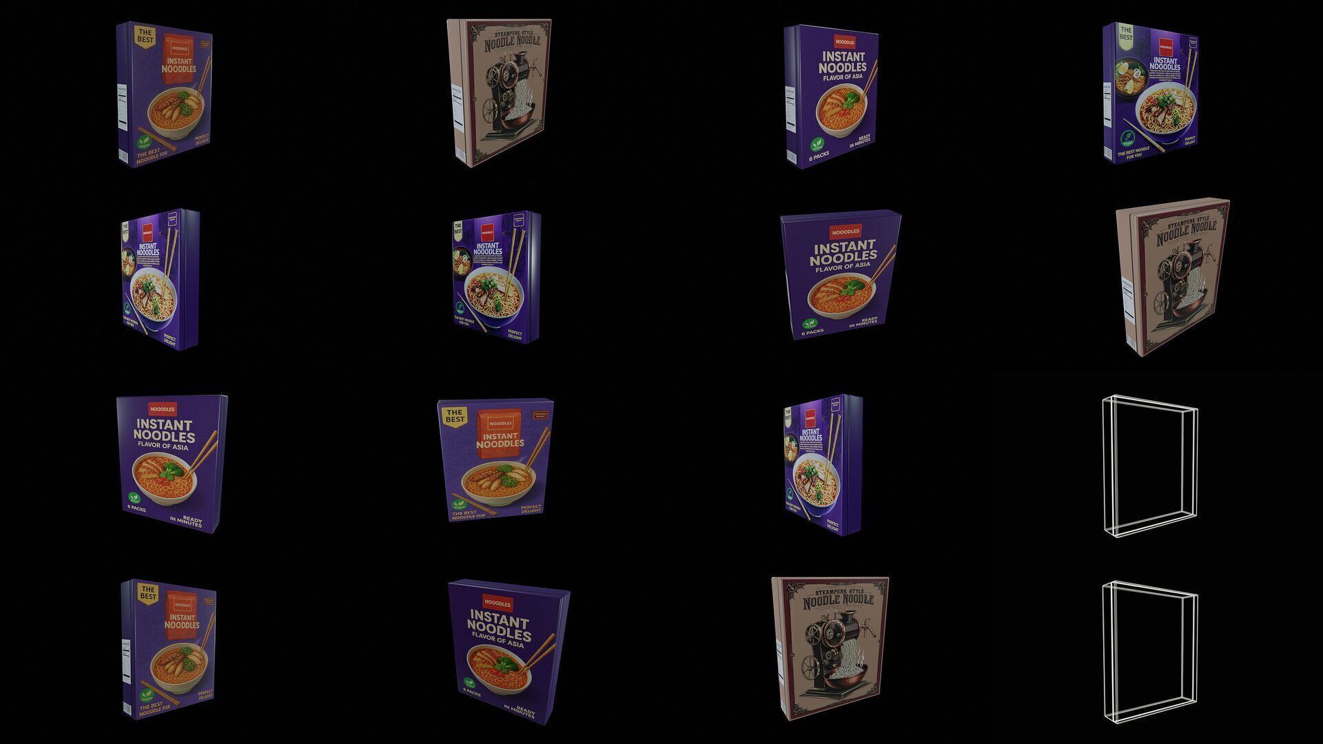 Instant Noodle - Ramen - 100 Different Texture Version 3D Model Collection_11