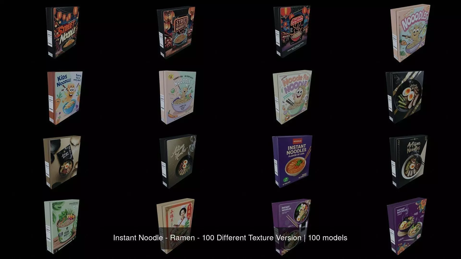 Instant Noodle - Ramen - 100 Different Texture Version 3D Model Collection_0