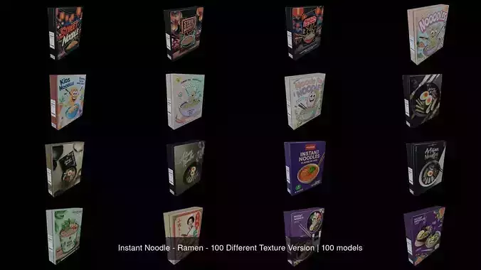 Instant Noodle - Ramen - 100 Different Texture Version 3D Model Collection