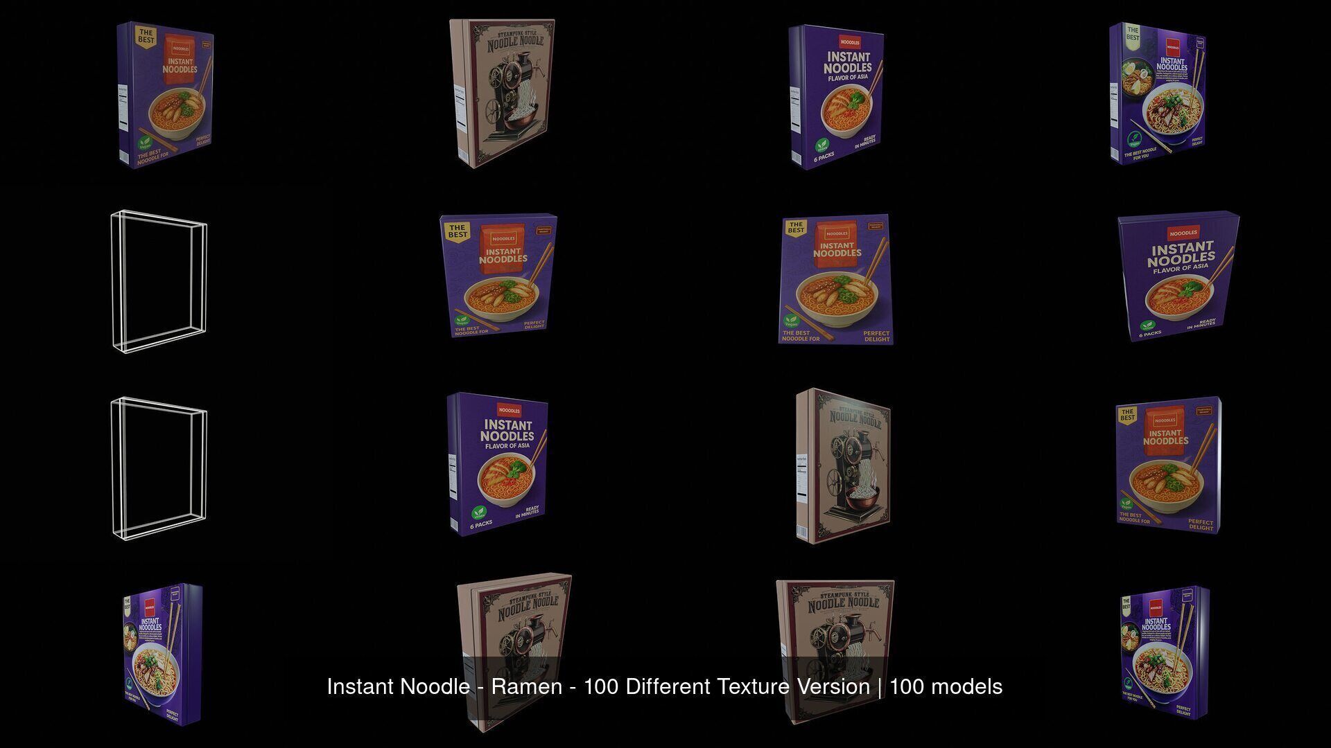 Instant Noodle - Ramen - 100 Different Texture Version 3D Model Collection_12