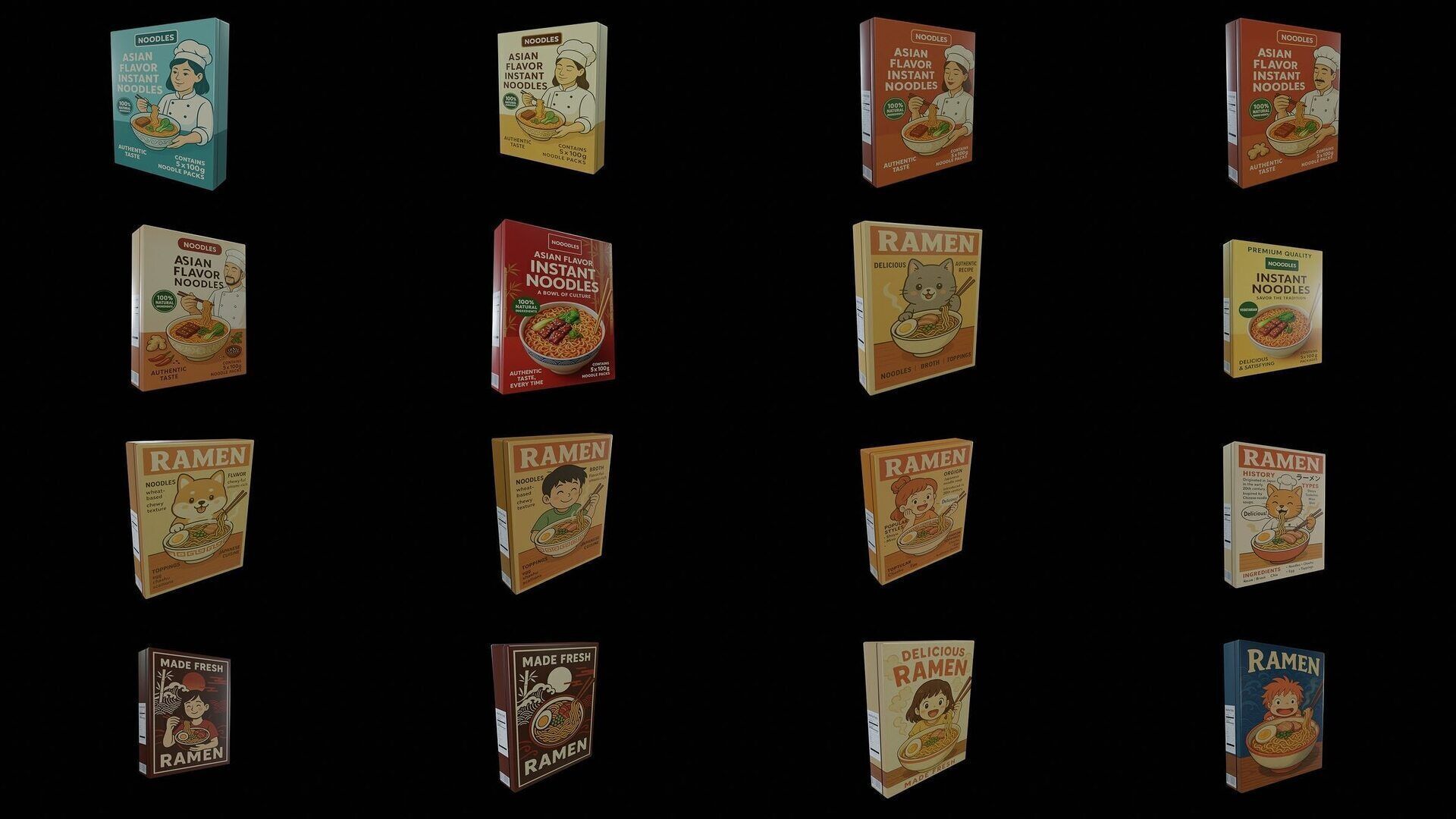 Instant Noodle - Ramen - 100 Different Texture Version 3D Model Collection_9