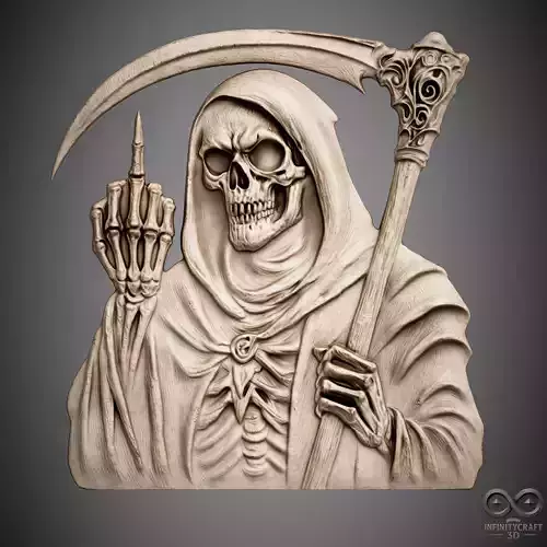 Grim Rebellion  Middle Finger Reaper Relief for CNC or 3D Print