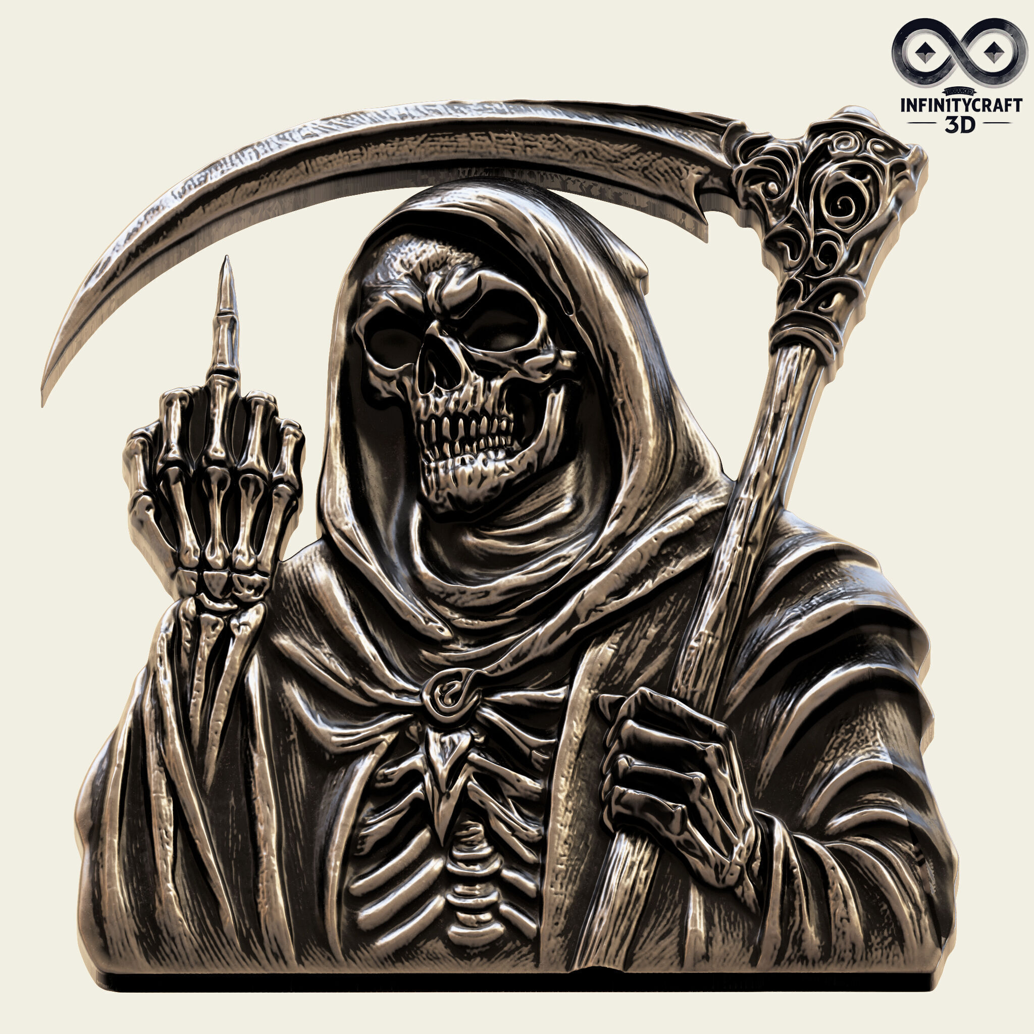 Grim Rebellion Middle Finger Reaper Relief for CNC or 3D Print 3D print model_5