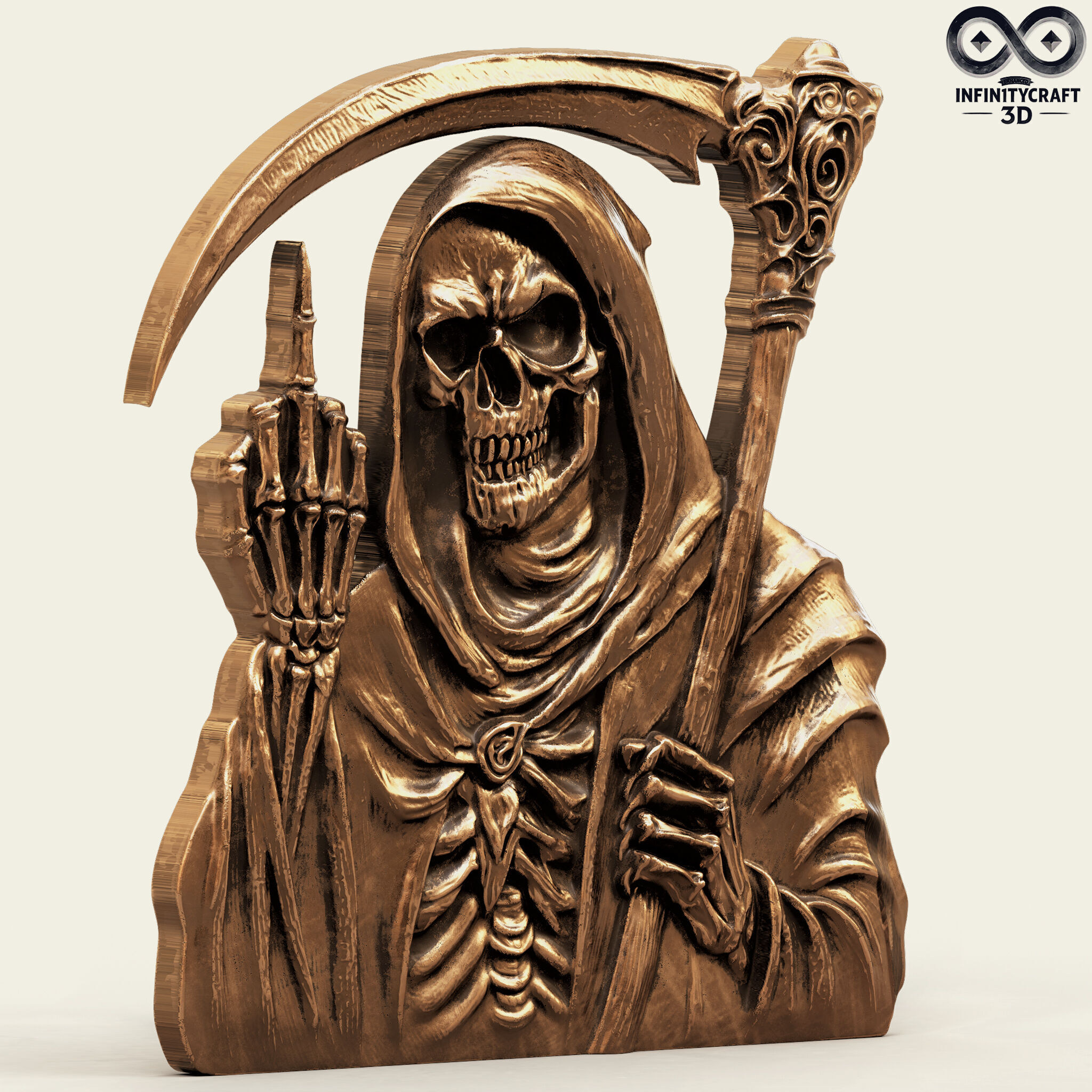 Grim Rebellion Middle Finger Reaper Relief for CNC or 3D Print 3D print model_2