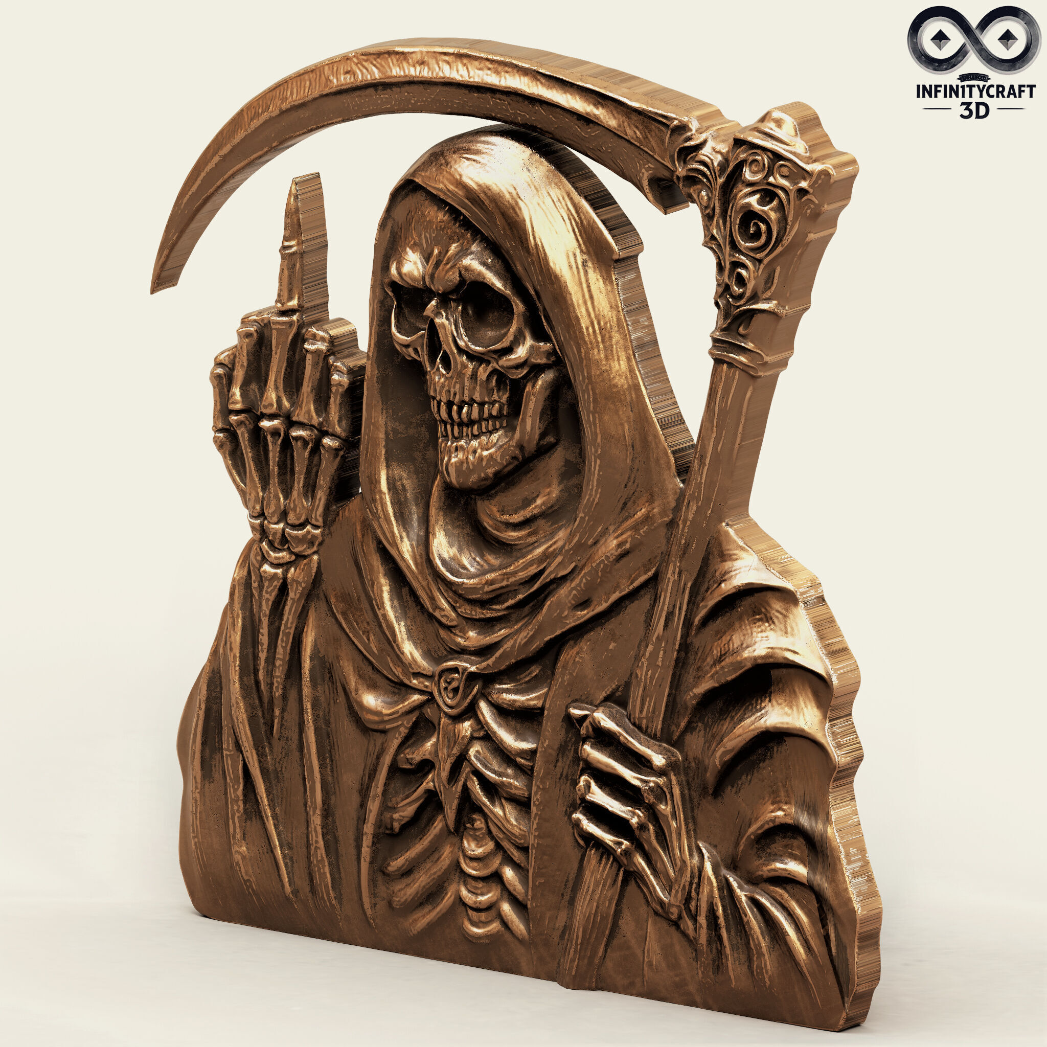 Grim Rebellion Middle Finger Reaper Relief for CNC or 3D Print 3D print model_3