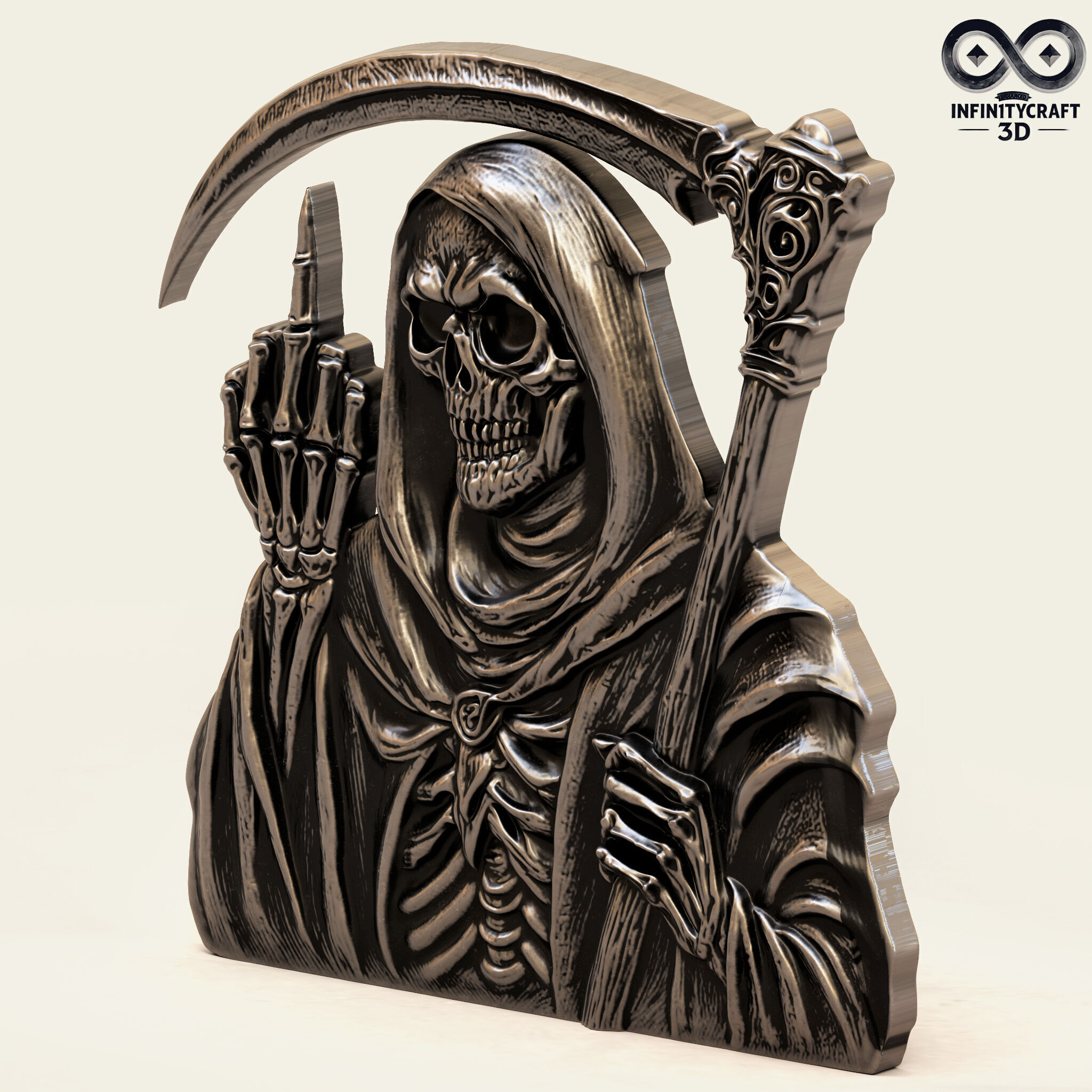 Grim Rebellion Middle Finger Reaper Relief for CNC or 3D Print 3D print model_4