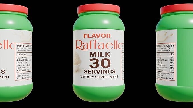 Protein powder container Low-poly 3D model 5