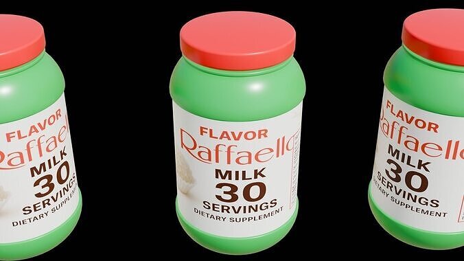 Protein powder container Low-poly 3D model 4