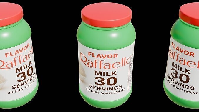 Protein powder container Low-poly 3D model 2