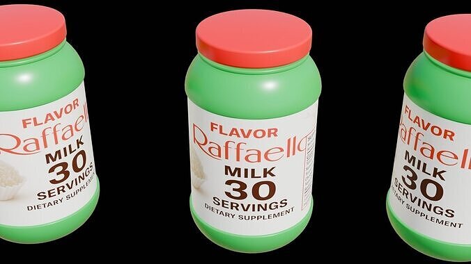 Protein powder container Low-poly 3D model 7