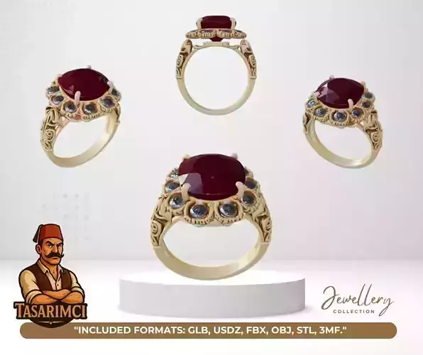Queens Midnight  Victorian Ruby Ring V2