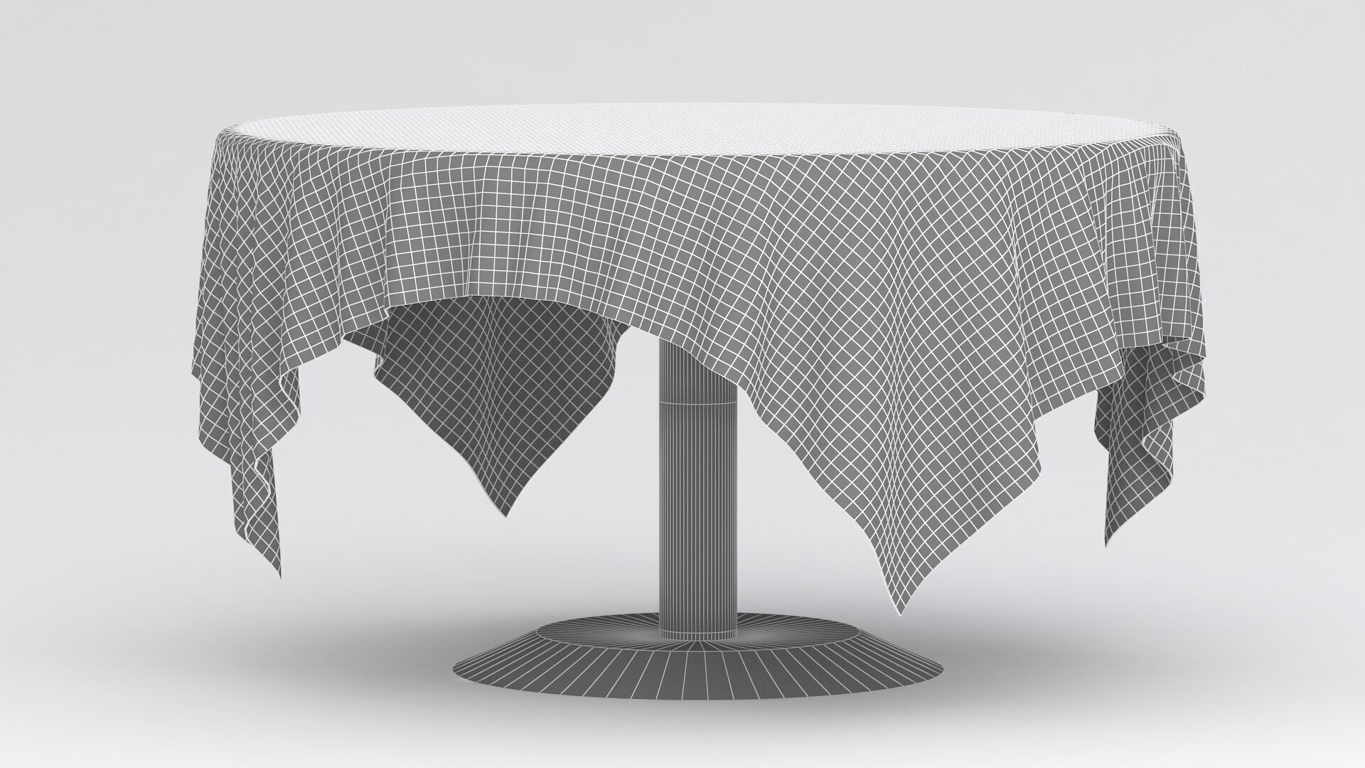 Copper Table White Cloth 3D model_8