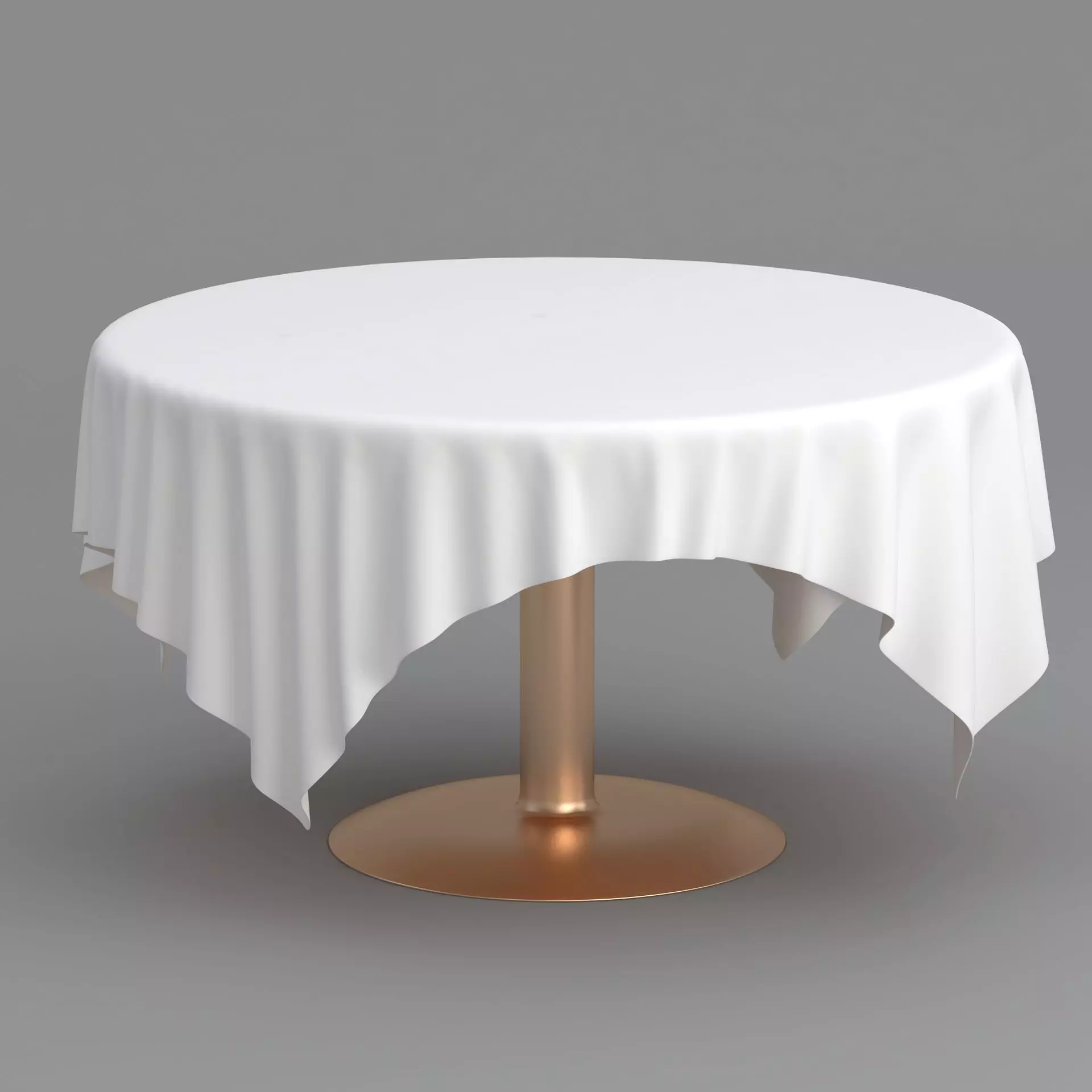 Copper Table White Cloth 3D model_0