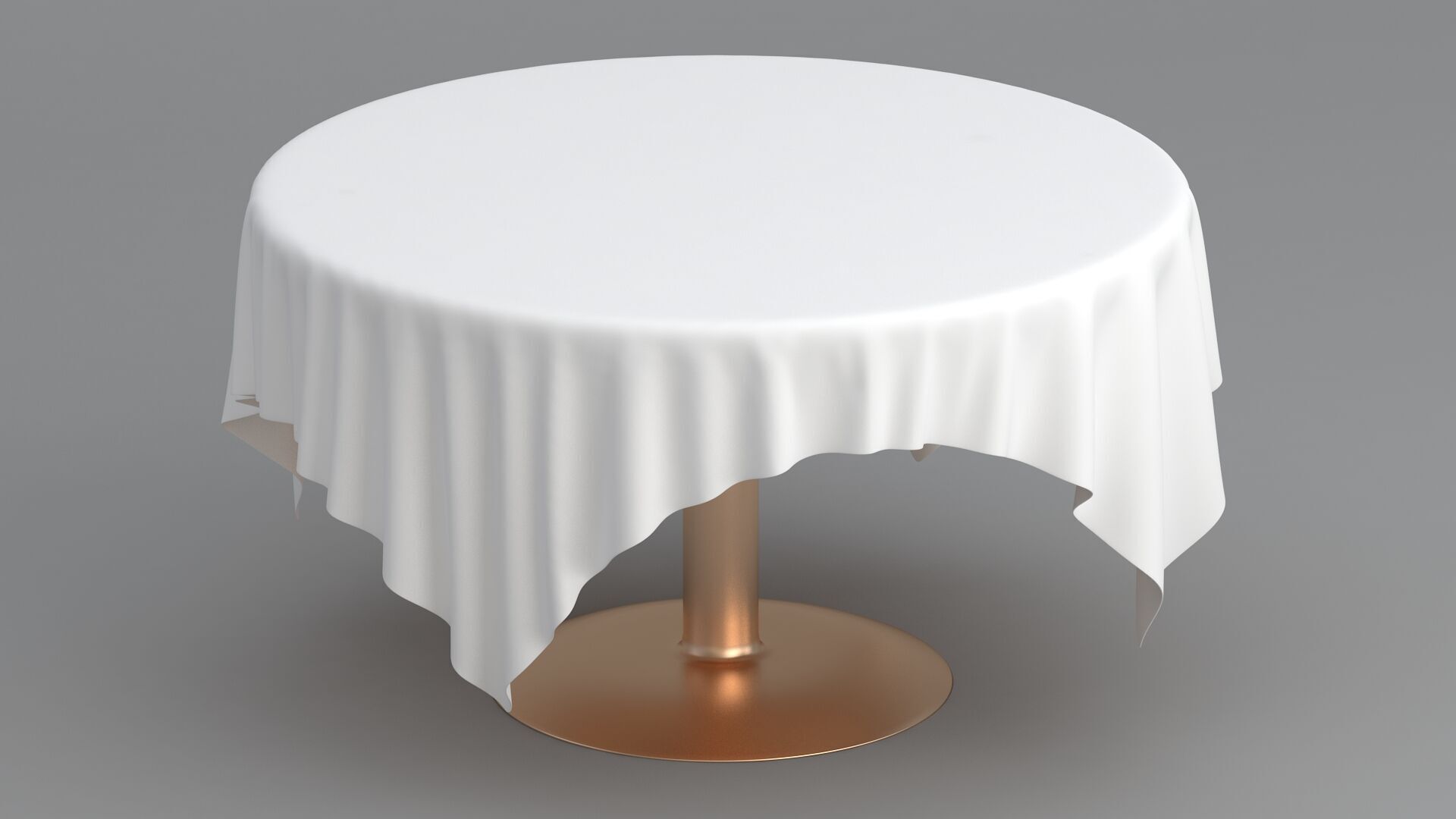 Copper Table White Cloth 3D model_1