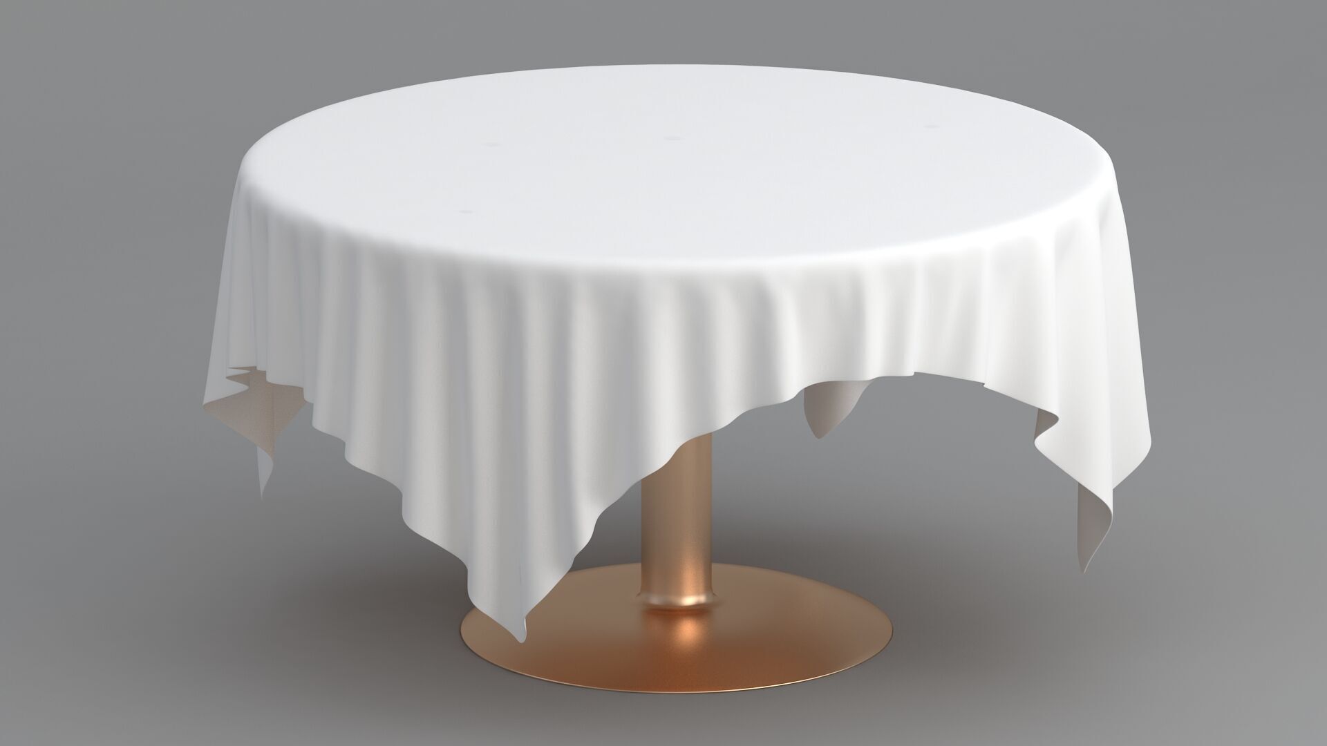 Copper Table White Cloth 3D model_5