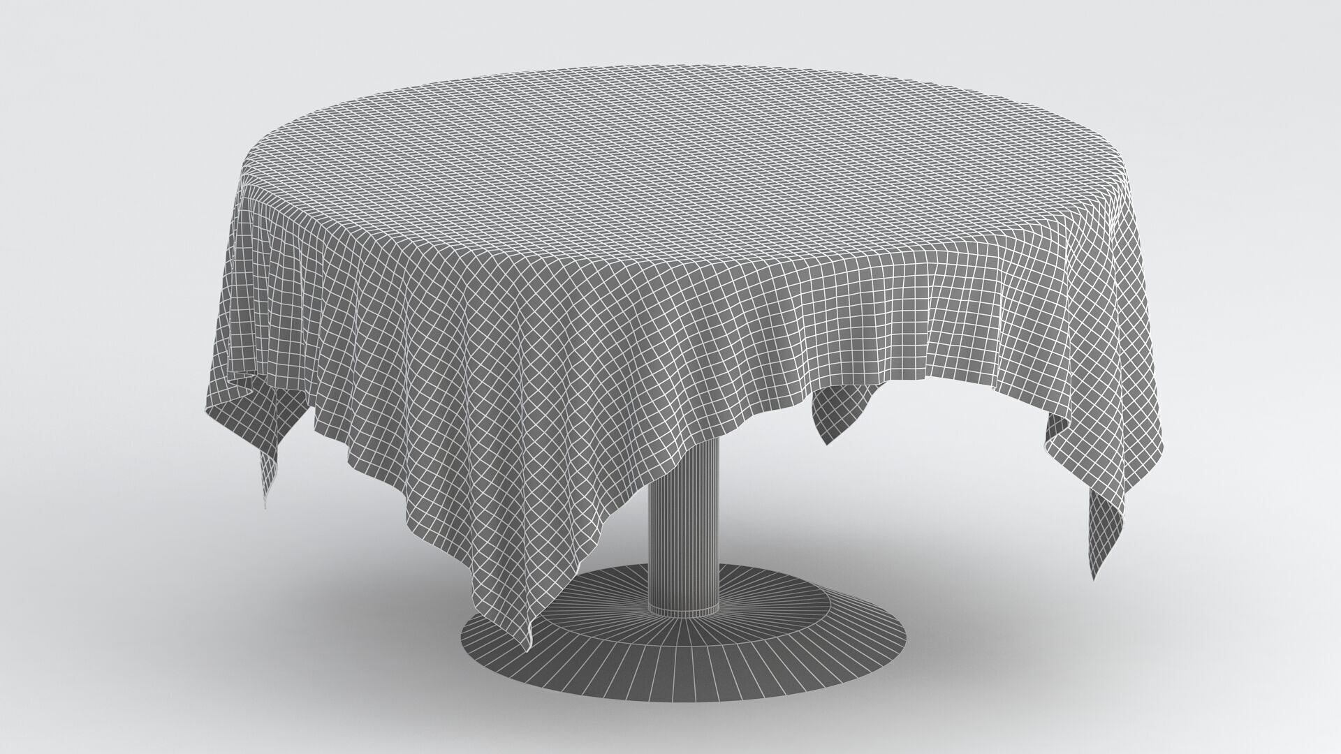 Gold Table White Cloth 3D model_11
