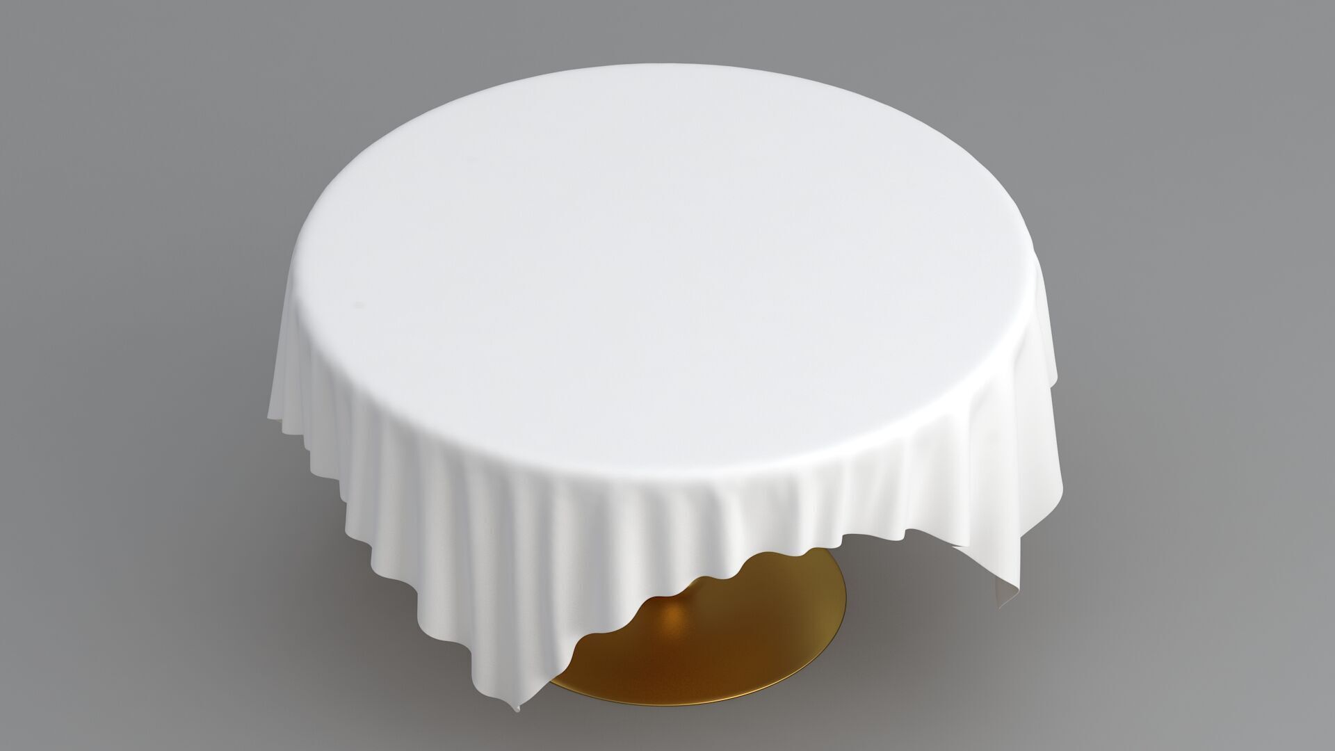 Gold Table White Cloth 3D model_3