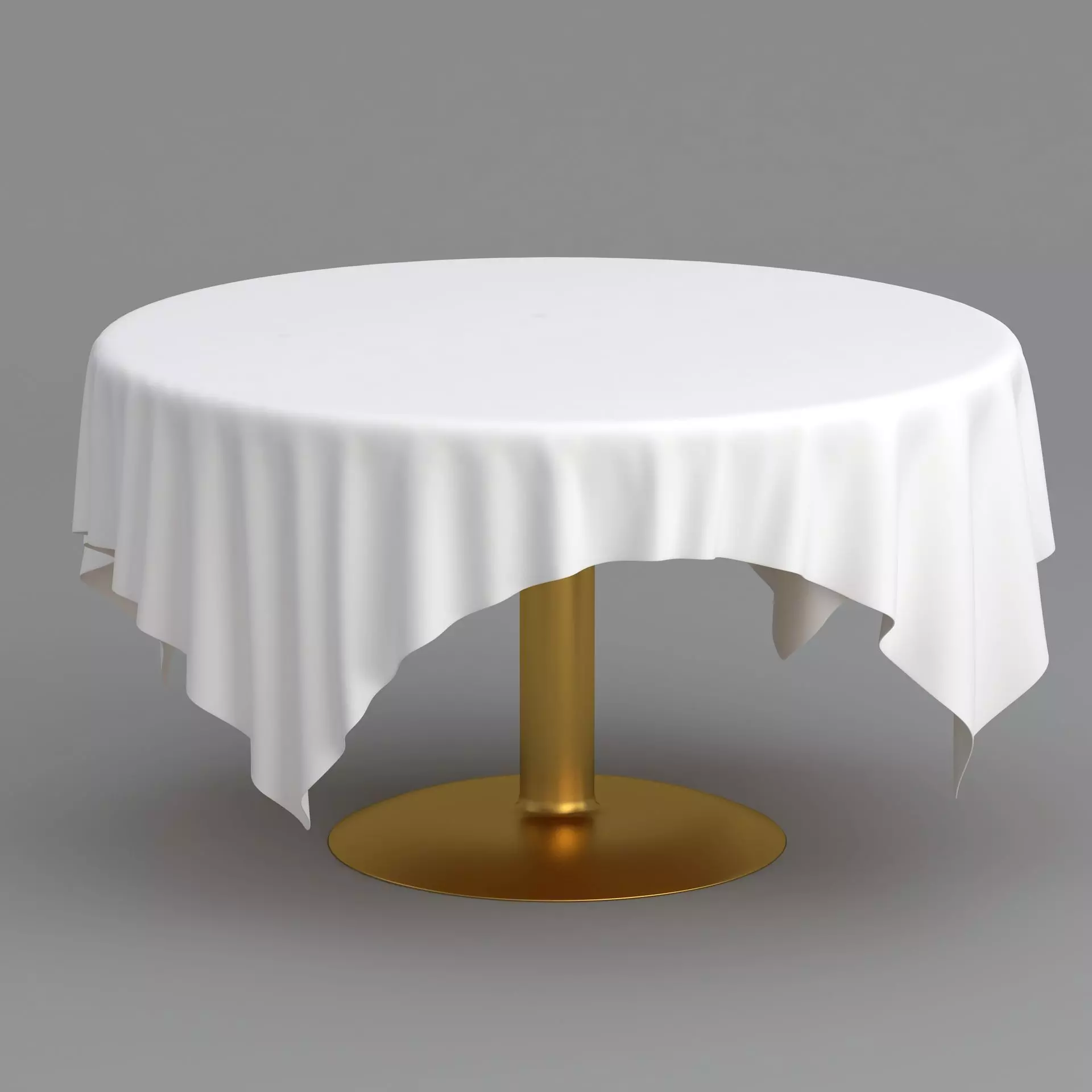 Gold Table White Cloth 3D model_0
