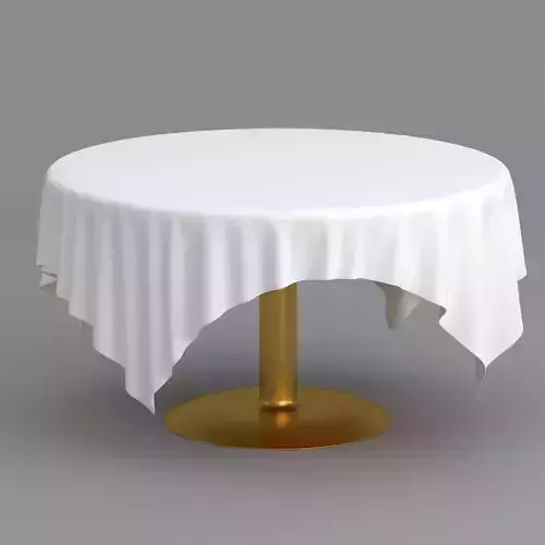 Gold Table White Cloth 3D model
