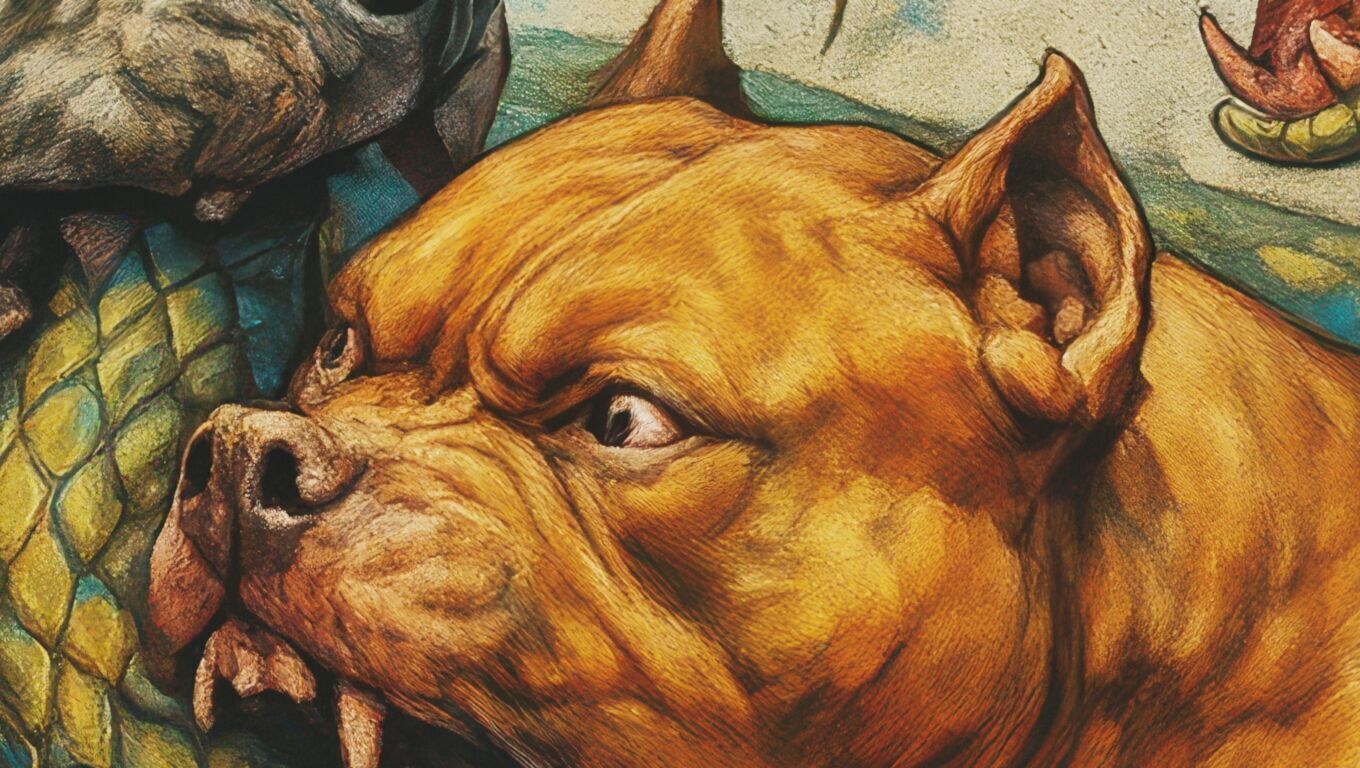 16K Base Color Texture Dog and Serpent Mural Ultra HD Texture_3