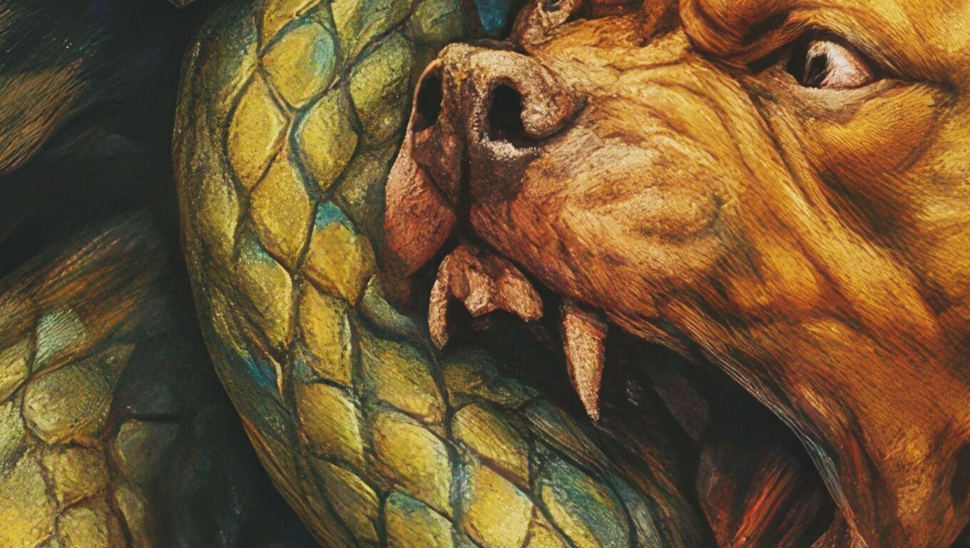 16K Base Color Texture Dog and Serpent Mural Ultra HD Texture_4