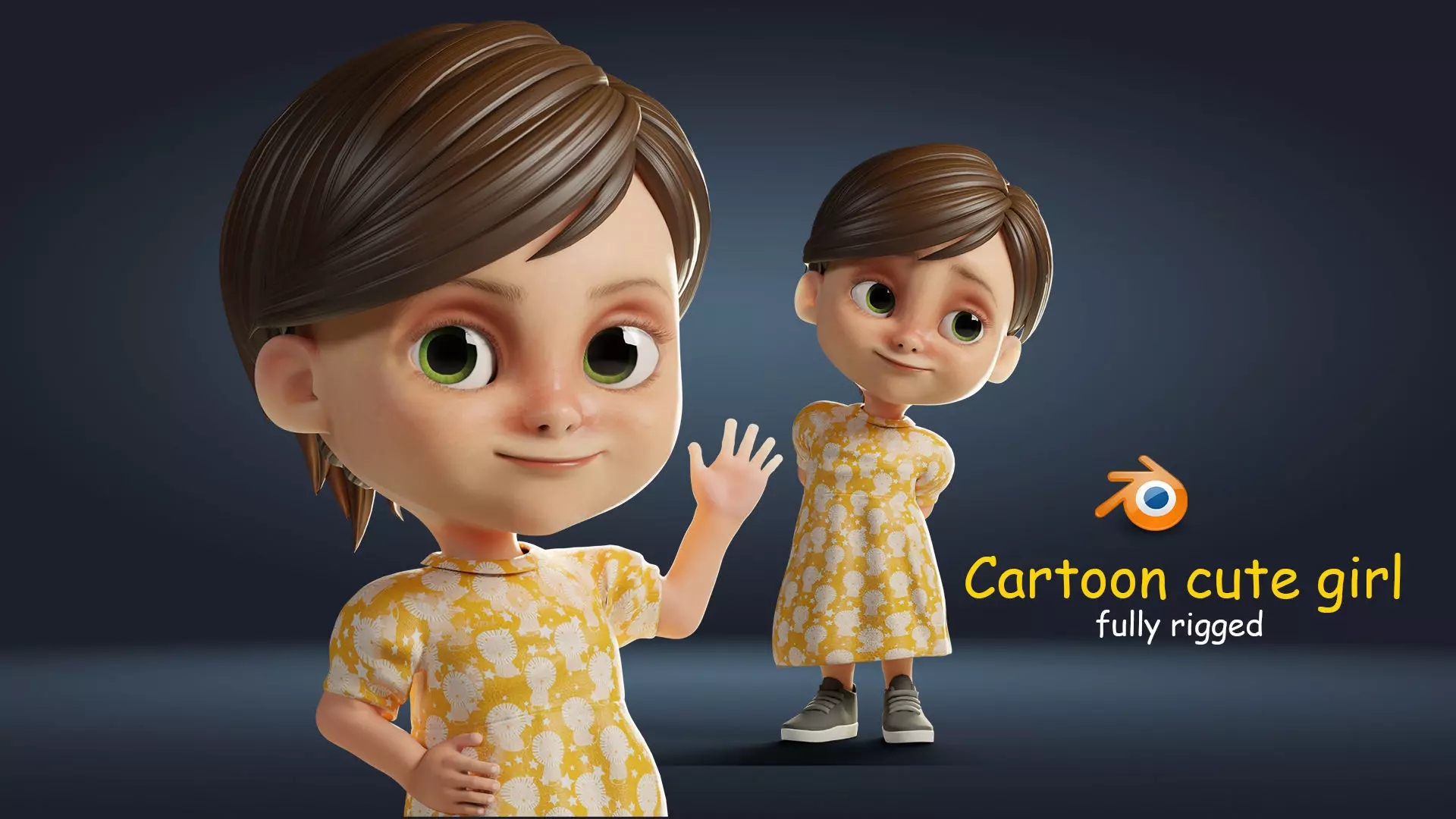 Cartoon Cute Girl Rigged Free low-poly 3D model