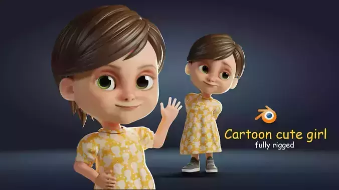 Cartoon Cute Girl Rigged