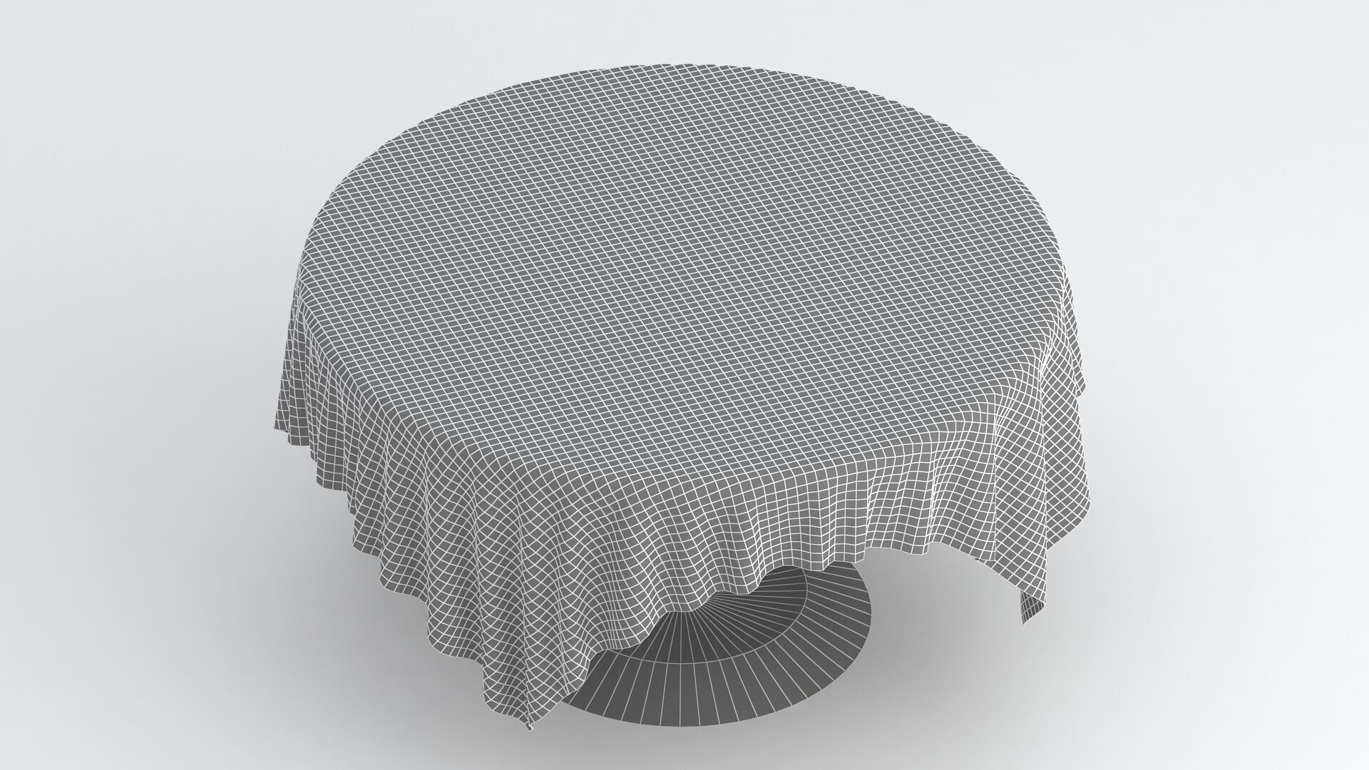 Silver Table White Cloth 3D model_9