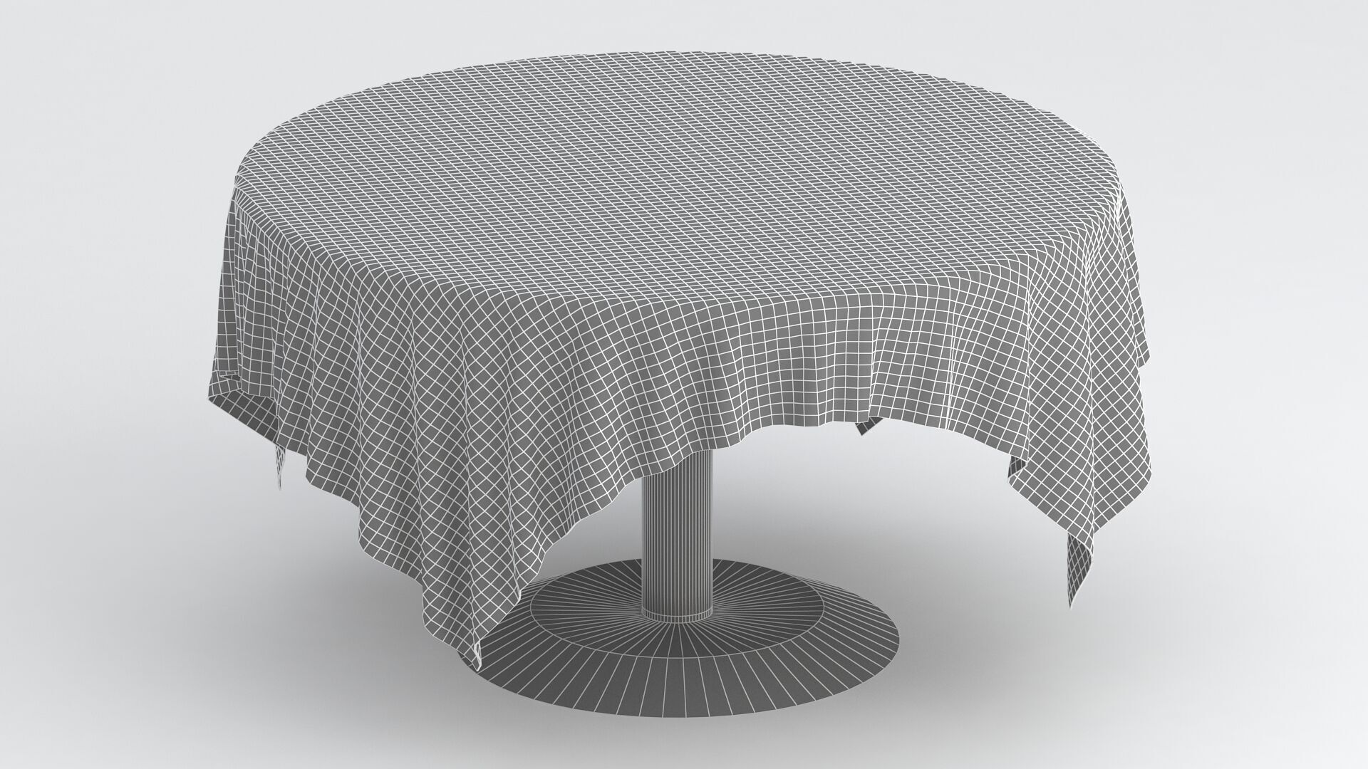 Silver Table White Cloth 3D model_7