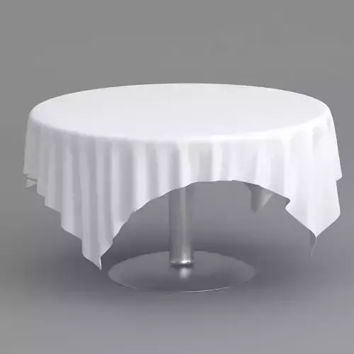 Silver Table White Cloth 3D model