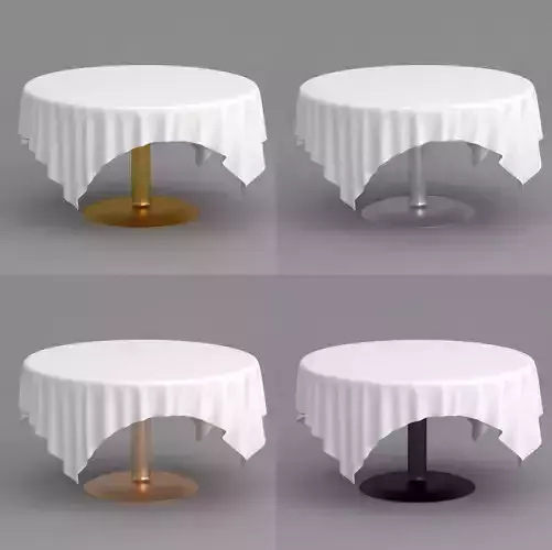 Table White Cloth Collection 3D model