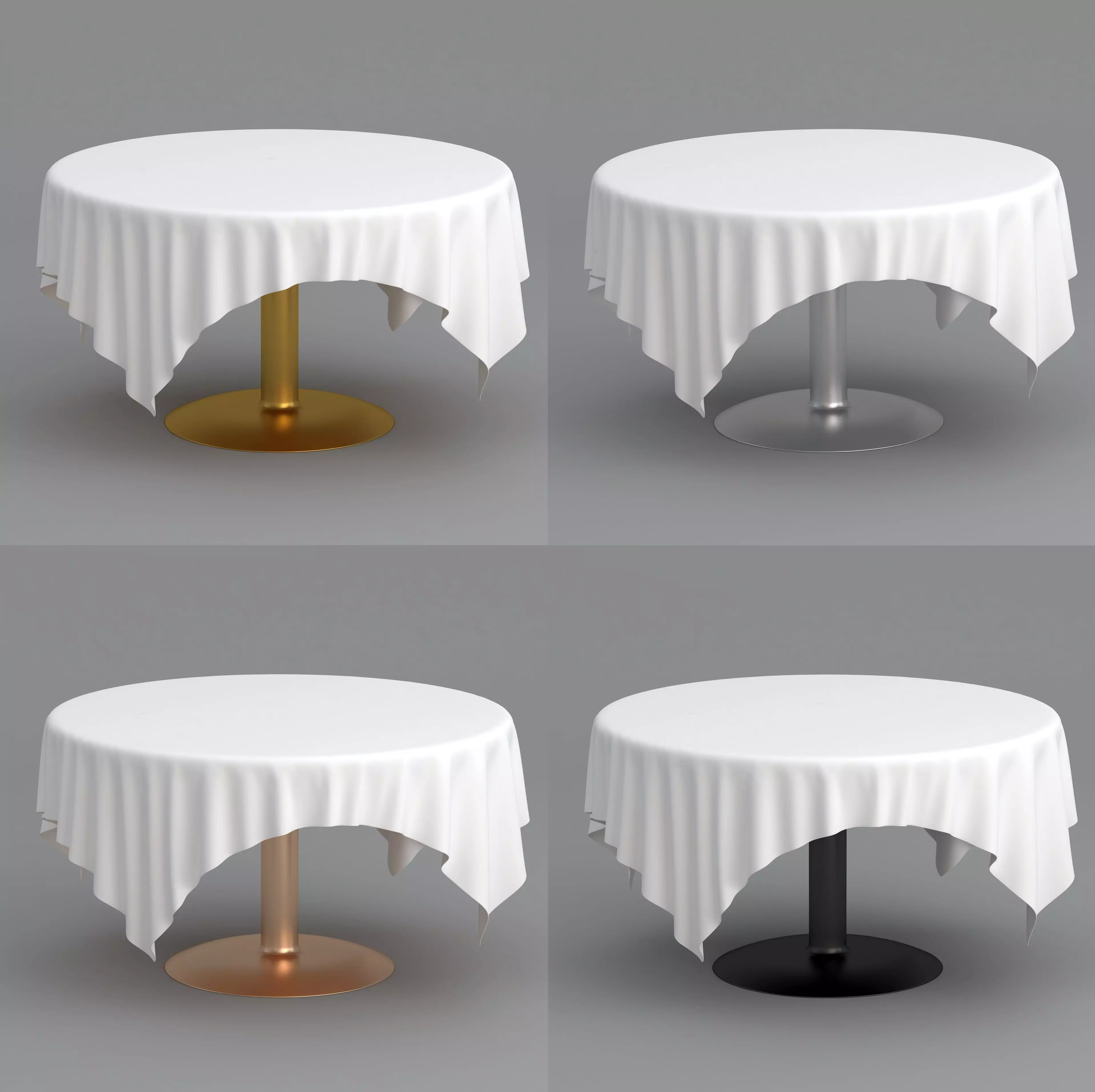 Table White Cloth Collection 3D model_0