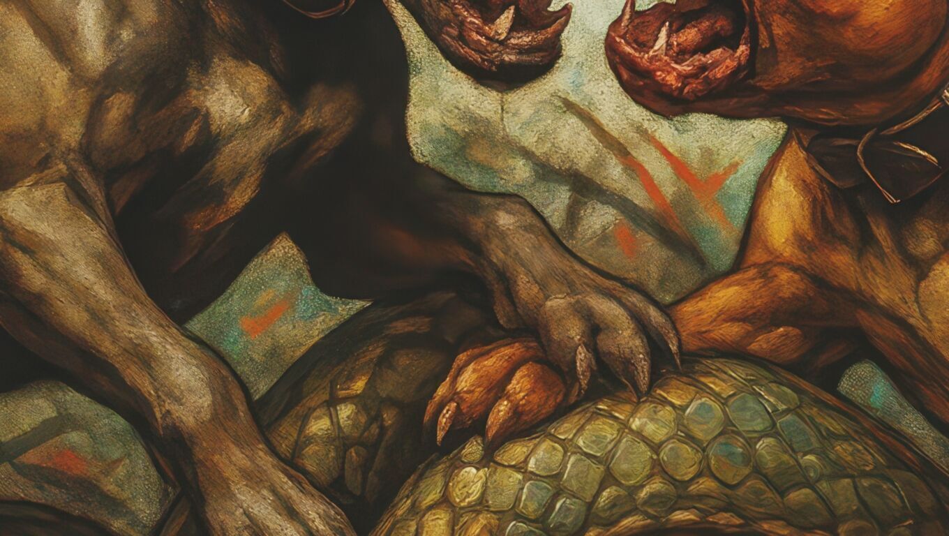 16K Base Color Texture Dog and Serpent Mural Ultra HD Texture_5