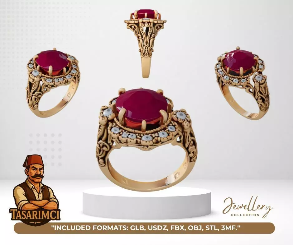 Moonlit Romance Victorian Filigree Ring 3D print model