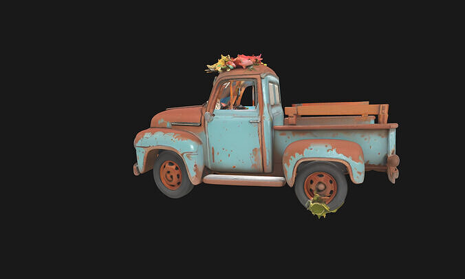 Rustic Relic Vintage Car Weathered 3D Model Low-poly 3D model 6
