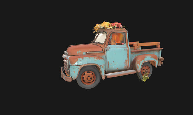 Rustic Relic Vintage Car Weathered 3D Model Low-poly 3D model 3