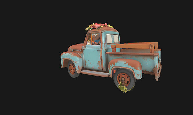 Rustic Relic Vintage Car Weathered 3D Model Low-poly 3D model 7