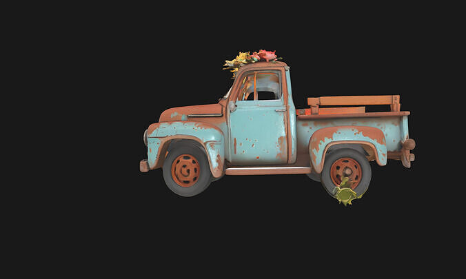 Rustic Relic Vintage Car Weathered 3D Model Low-poly 3D model 4